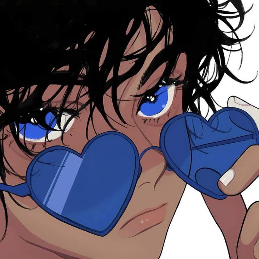 Anime matching profile picture pair titled “Heart Glasses Pair”, right side