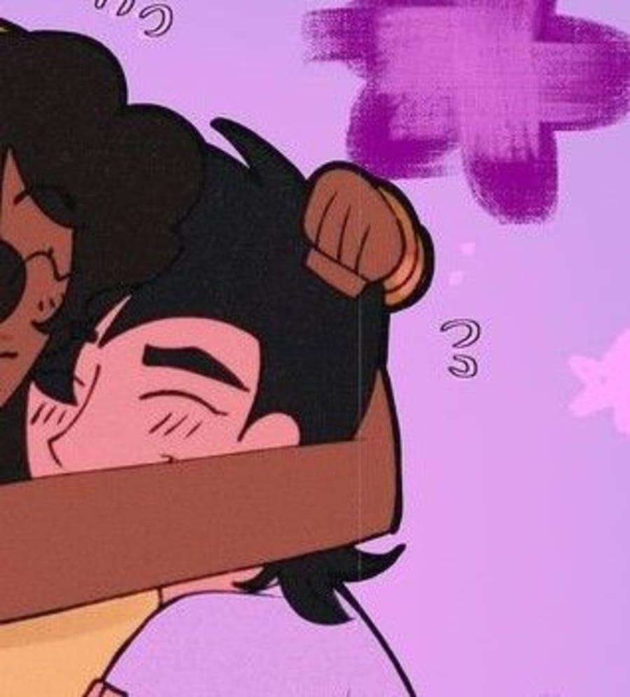 Cute matching profile picture pair titled “Hugging Pair”, right side