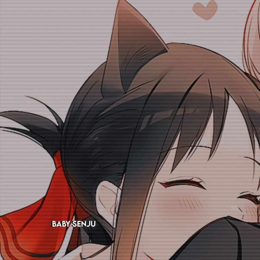 Anime matching profile picture pair titled “Kaguya Hug Pair”, left side