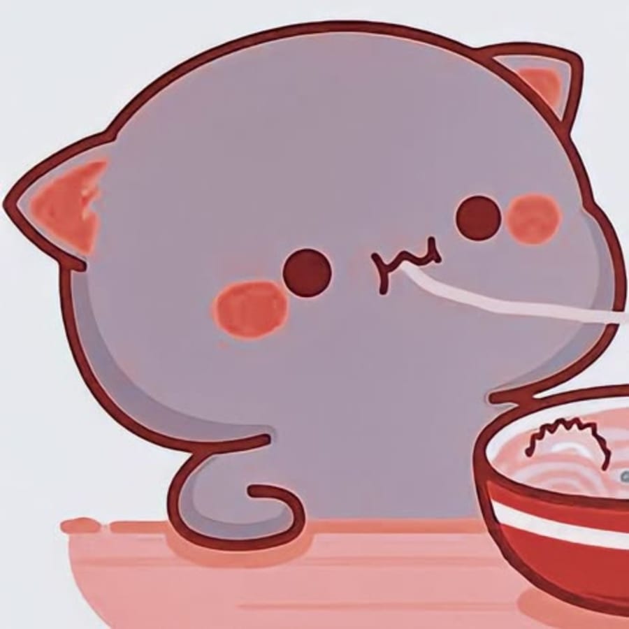 Cute matching profile picture pair titled “Noodle Cat Pair”, left side