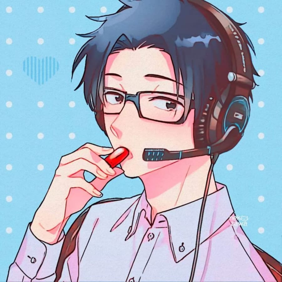 Anime matching profile picture pair titled “Otaku Headphone Pair”, left side