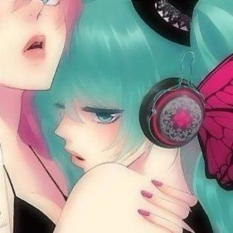 Lgbtq matching profile picture pair titled “Pink Green Girls Pair”, right side