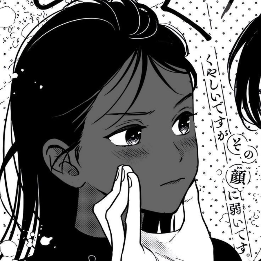 Anime matching profile picture pair titled “Playful Cheek Pair”, left side