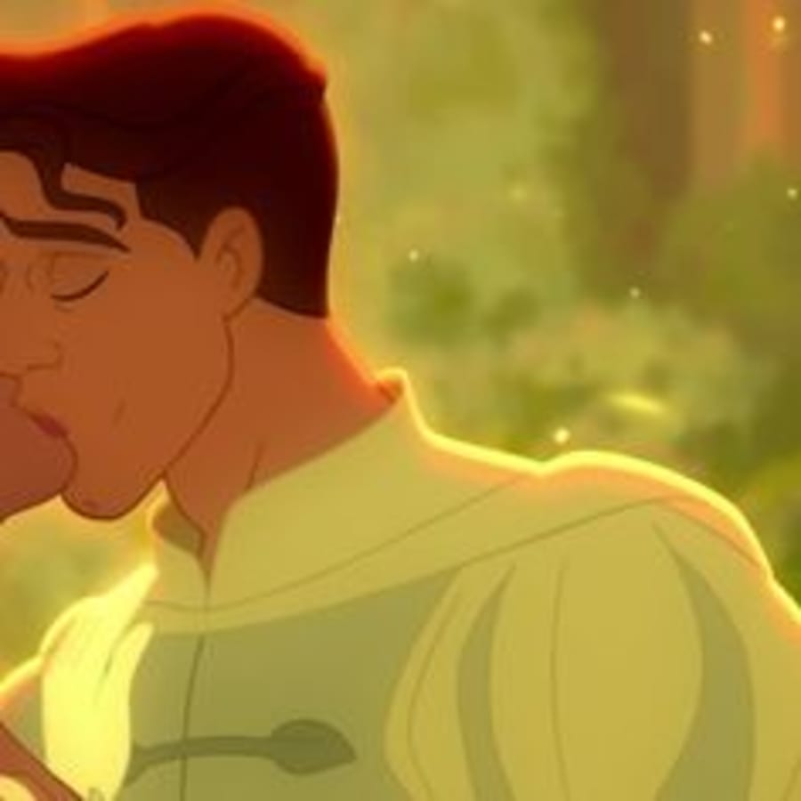 Cartoons matching profile picture pair titled “Prince Kiss Tiana Pair”, right side