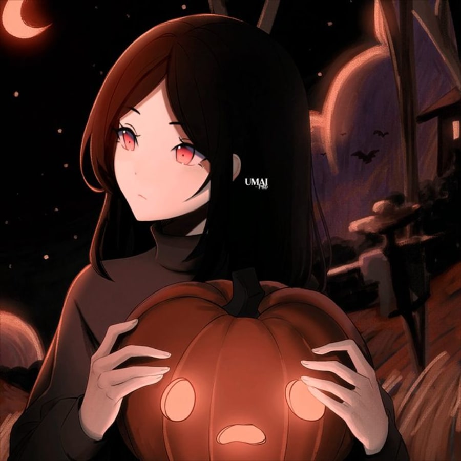 Anime matching profile picture pair titled “Pumpkins Pair”, right side