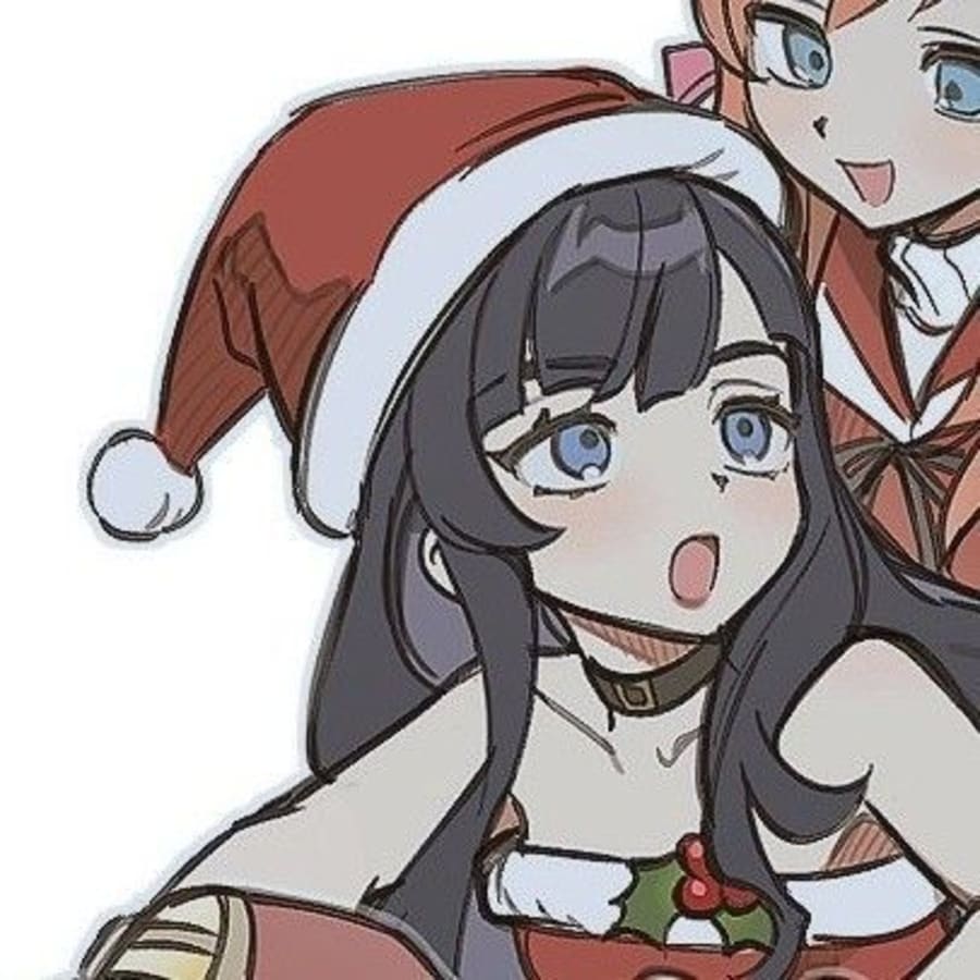 Lgbtq matching profile picture pair titled “Santagirls Pair”, left side