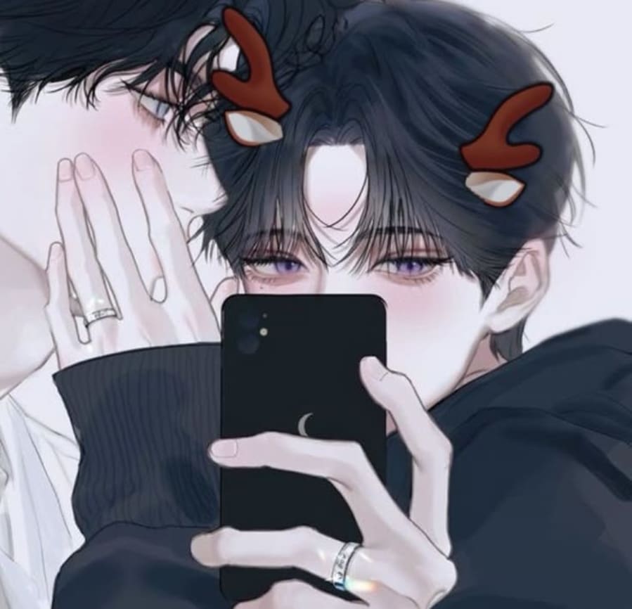 Lgbtq matching profile picture pair titled “Santarings Pair”, right side