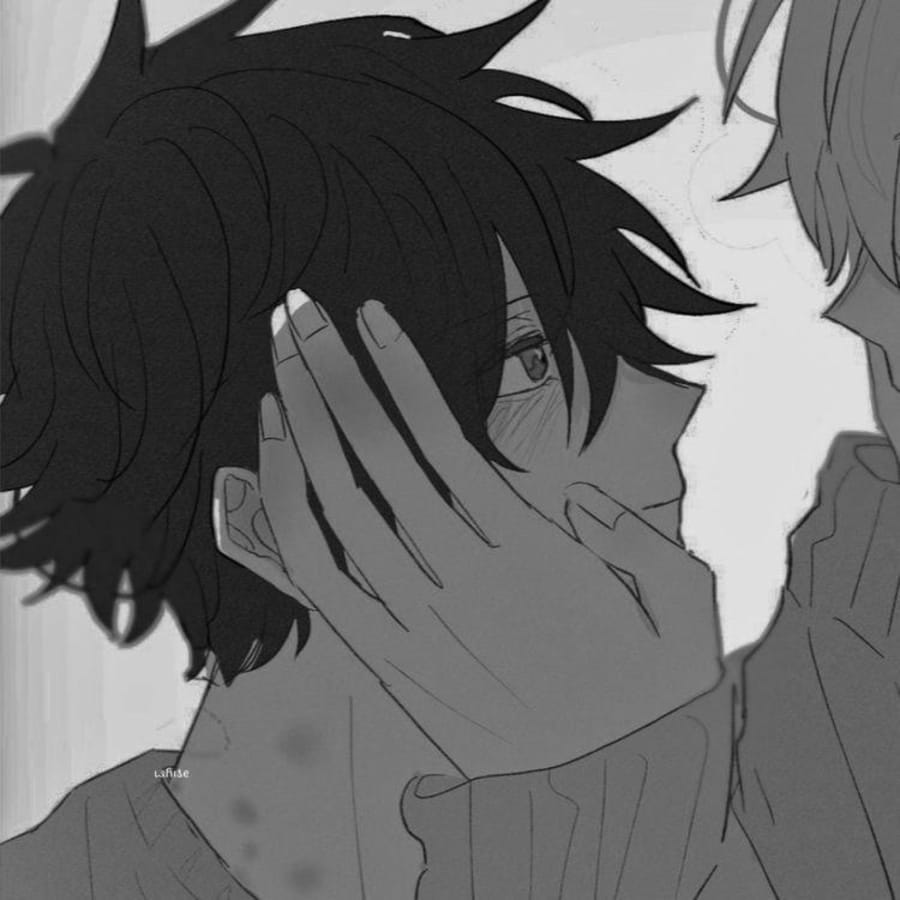 Lgbtq matching profile picture pair titled “Tender Boys Pair”, left side