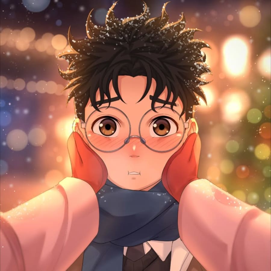 Anime matching profile picture pair titled “Winter Momo Okarun Pair”, right side