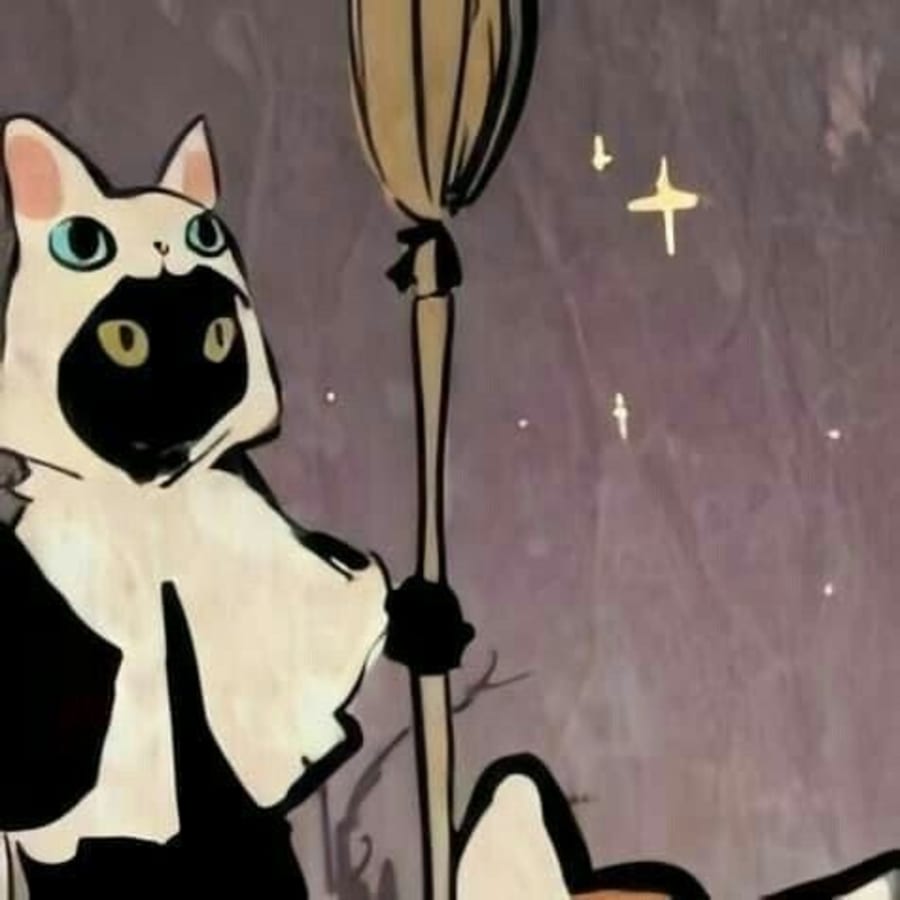 Cute matching profile picture pair titled “Witch Cat Pair”, right side