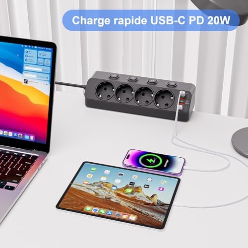 Vue 3 de Multiprise Bureau Securisee Multiprise