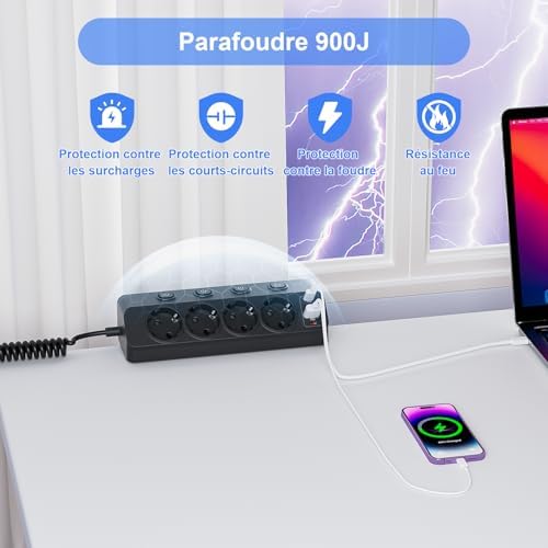 Vue 4 de Multiprise Bureau Securisee Multiprise