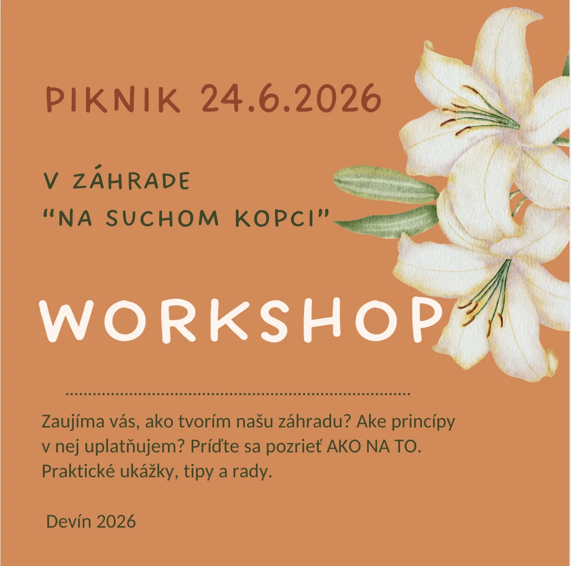 PIKNIK V NAŠEJ ZÁHRADE - DEVÍN, 24.6.2026