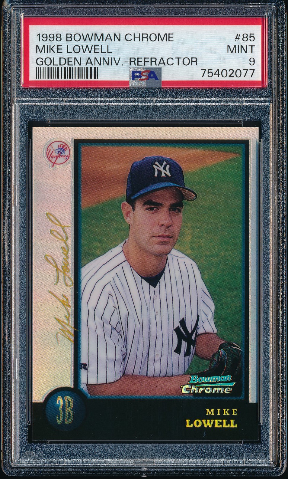 1998 Bowman Chrome Mike Lowell Golden Anniversary Refractor 4/5 #85 PSA 9