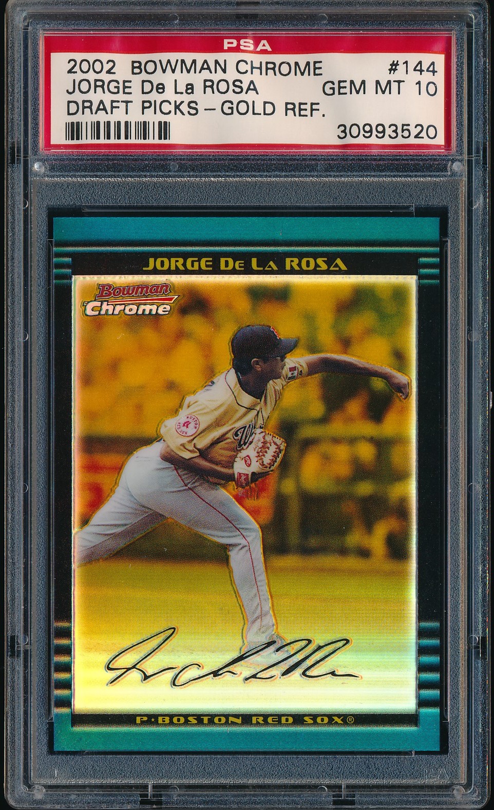 2002 Bowman Chrome Draft Jorge De La Rosa Gold Refractor 22/50 #BDP144 PSA 10