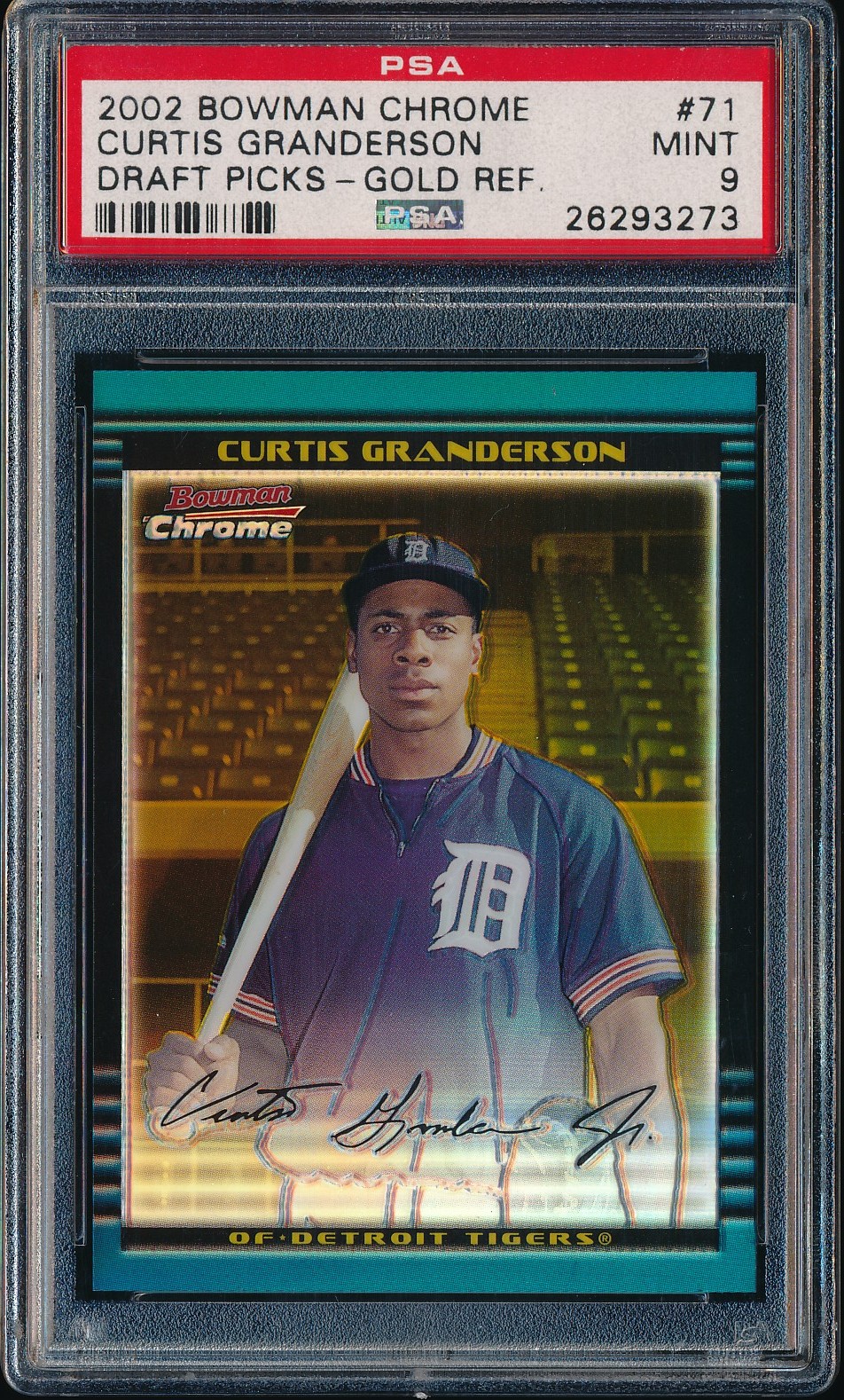 2002 Bowman Chrome Draft Curtis Granderson Gold Refractor 36/50 #BDP71 PSA 9