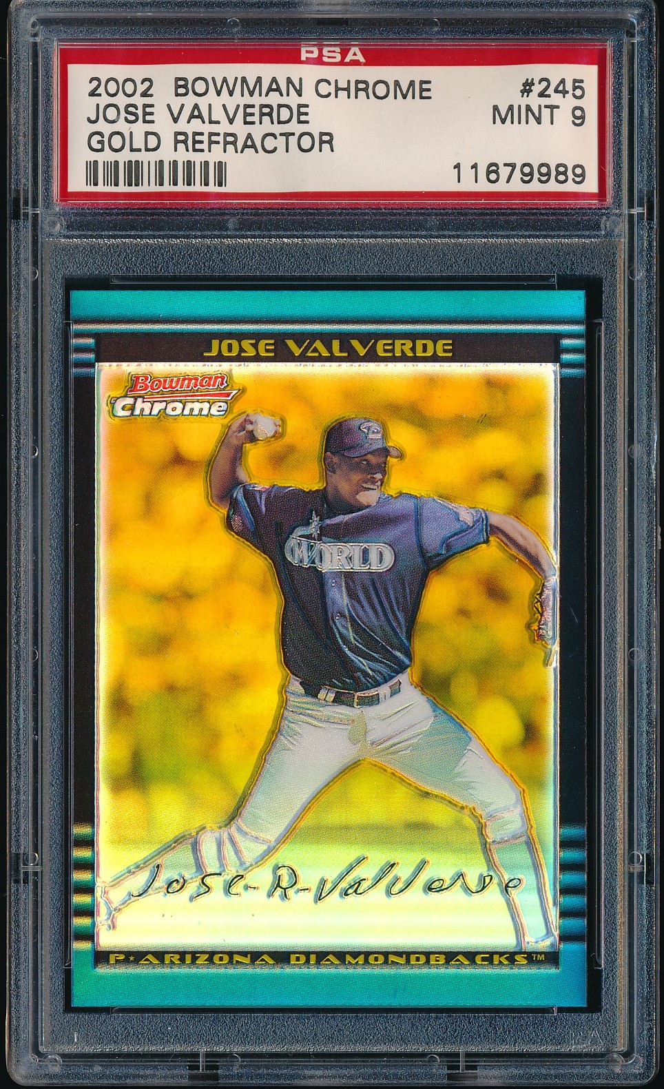 2002 Bowman Chrome Jose Valverde Gold Refractor 8/50 #245 PSA 9