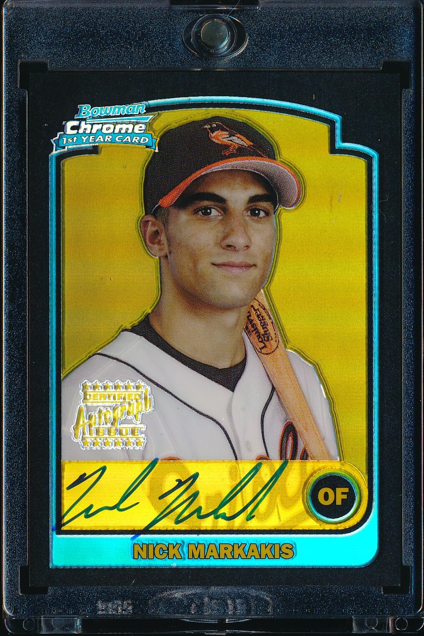 2003 Bowman Chrome Draft Nick Markakis Gold Refractor Auto #BDP171