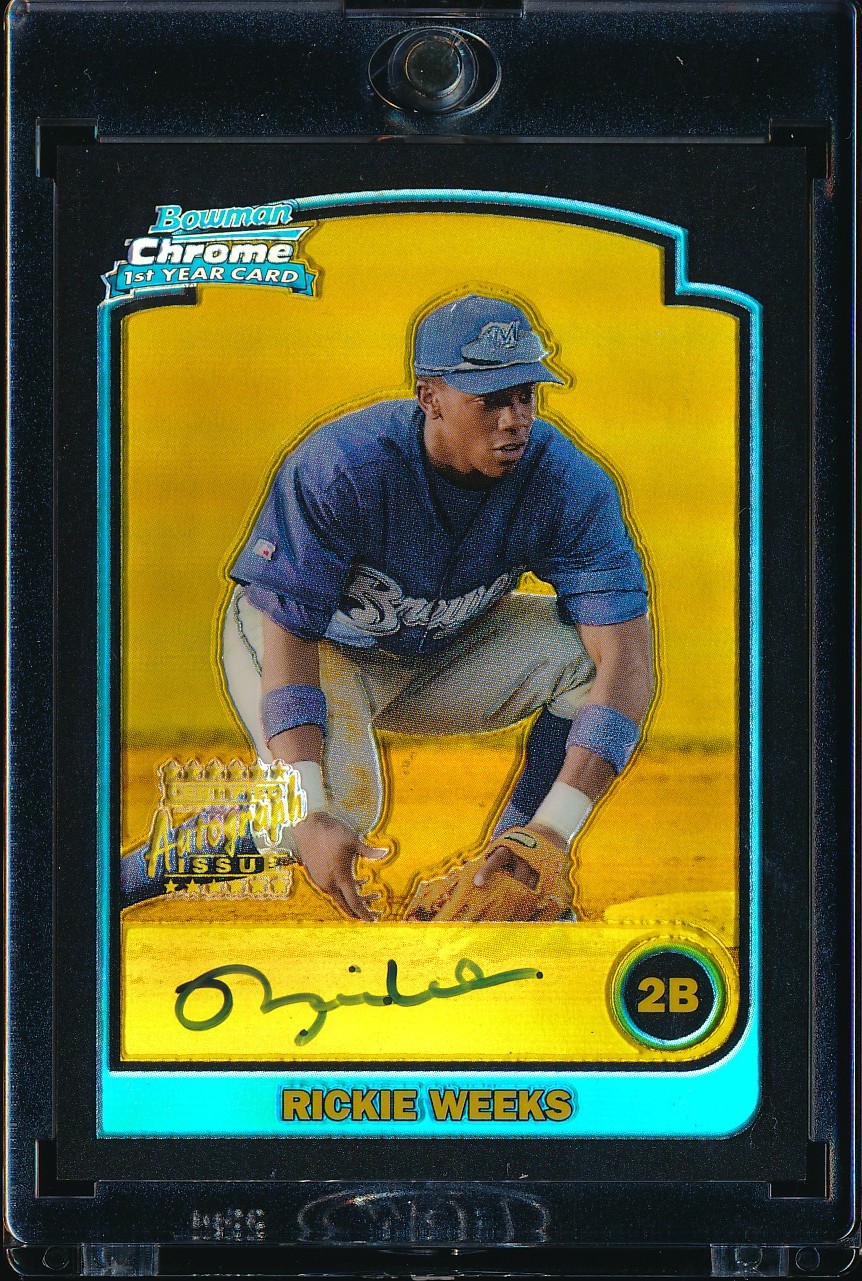 2003 Bowman Chrome Draft Rickie Weeks Gold Refractor Auto #BDP172
