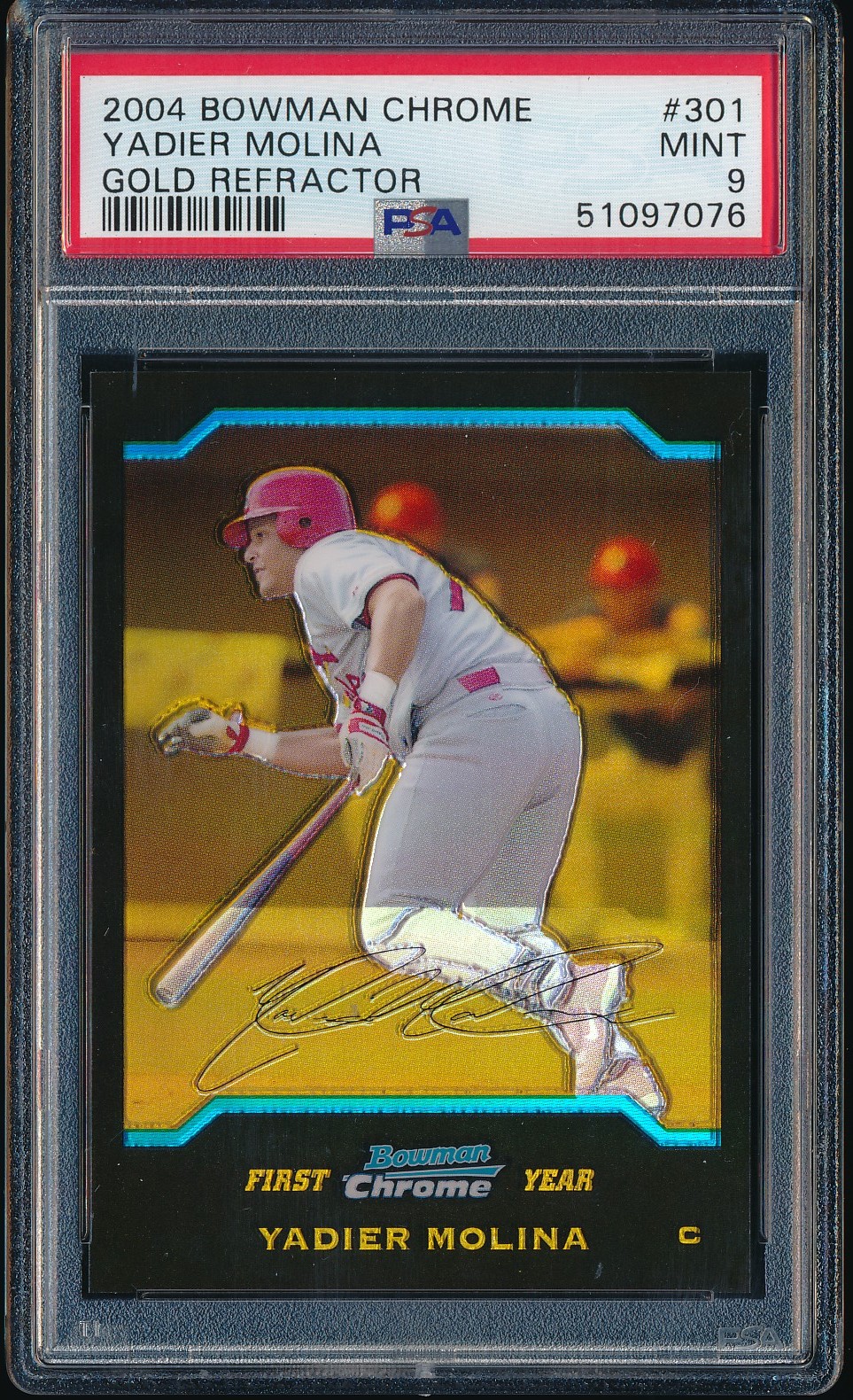 2004 Bowman Chrome Yadier Molina Gold Refractor 39/50 #301 PSA 9