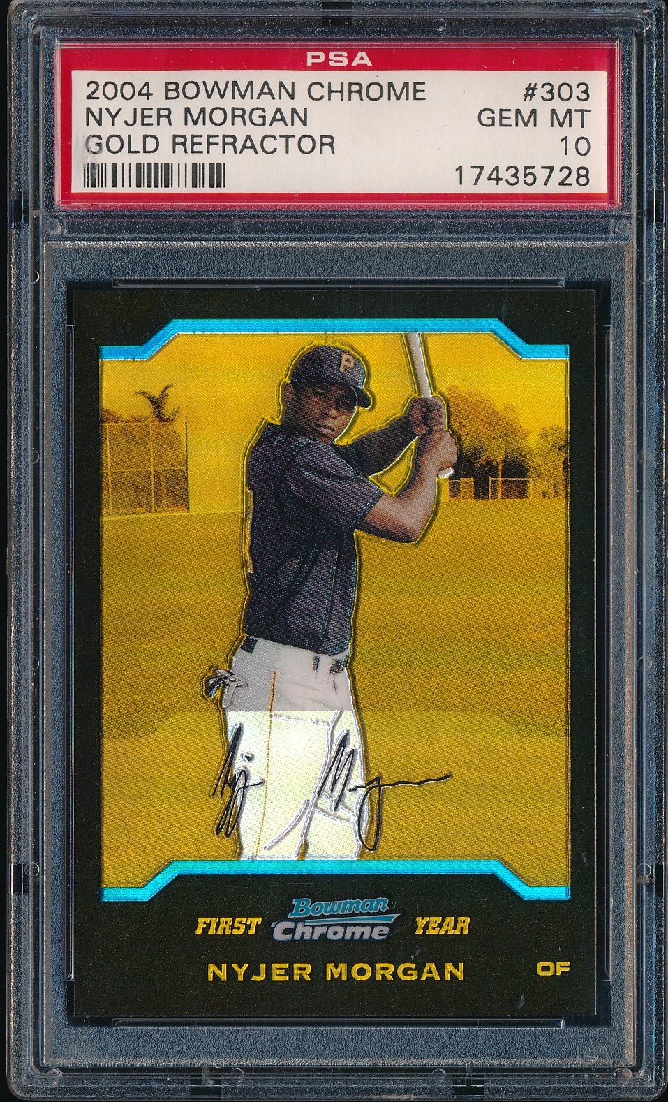 2004 Bowman Chrome Nyjer Morgan Gold Refractor 30/50 #303 PSA 10