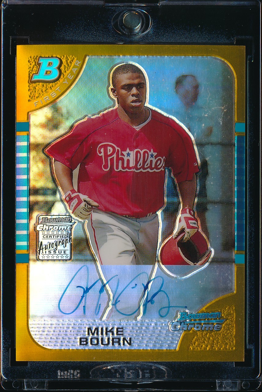 2005 Bowman Chrome Mike Bourn Gold Refractor Auto 45/50 #342