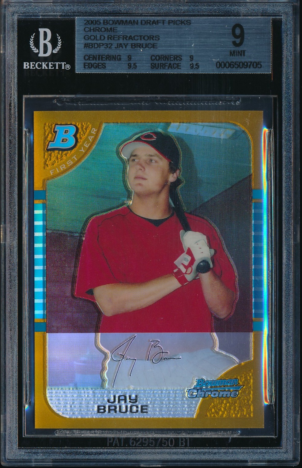 2005 Bowman Chrome Draft Jay Bruce Gold Refractor 49/50 #BDP32 BGS 9