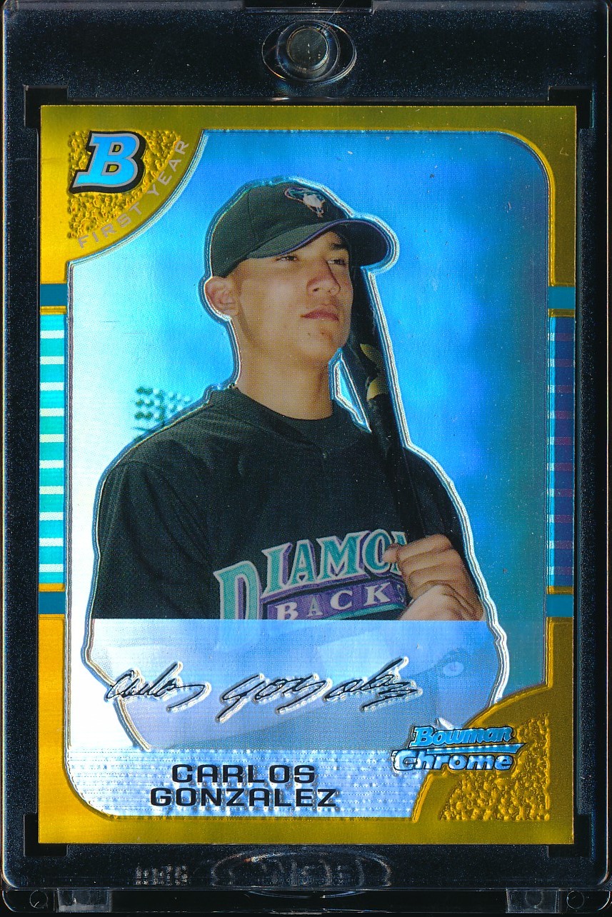 2005 Bowman Chrome Carlos Gonzalez Gold Refractor 42/50 #316