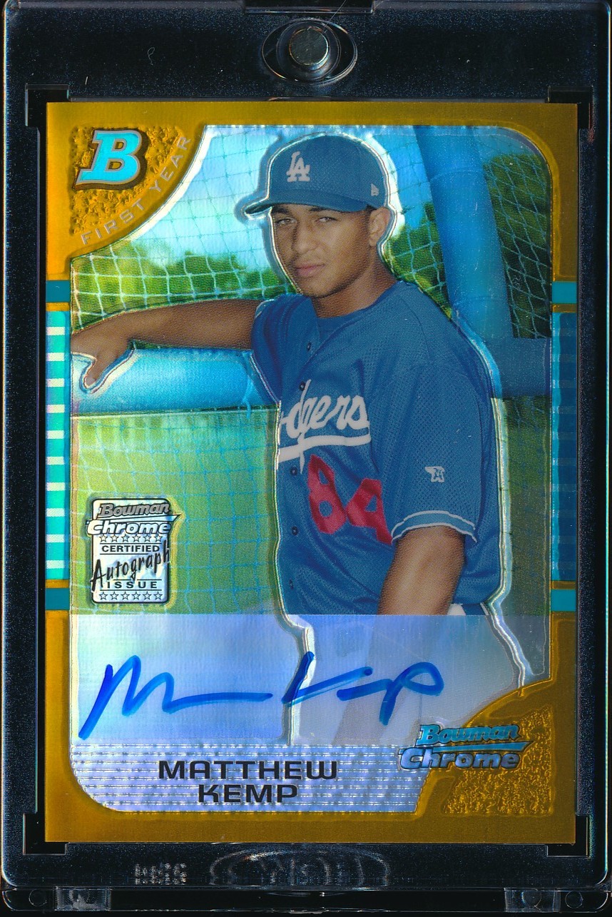 2005 Bowman Chrome Matt Kemp Gold Refractor Auto 3/50 #349