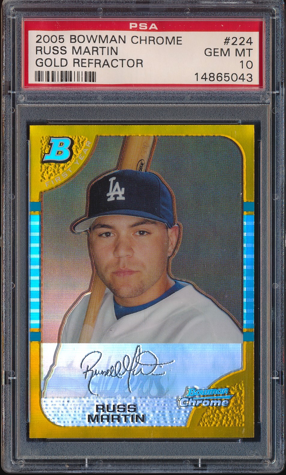 2005 Bowman Chrome Russ Martin Gold Refractor 2/50 #224 PSA 10