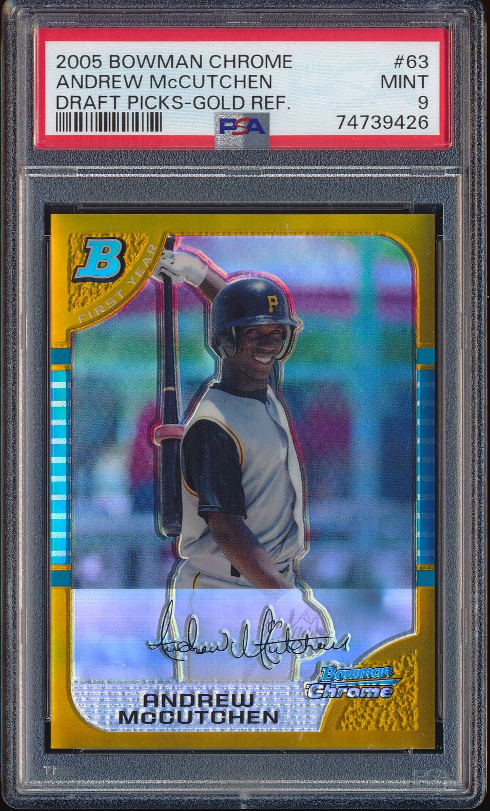 2005 Bowman Chrome Draft Andrew McCutchen Gold Refractor 37/50 #BDP63 PSA 9