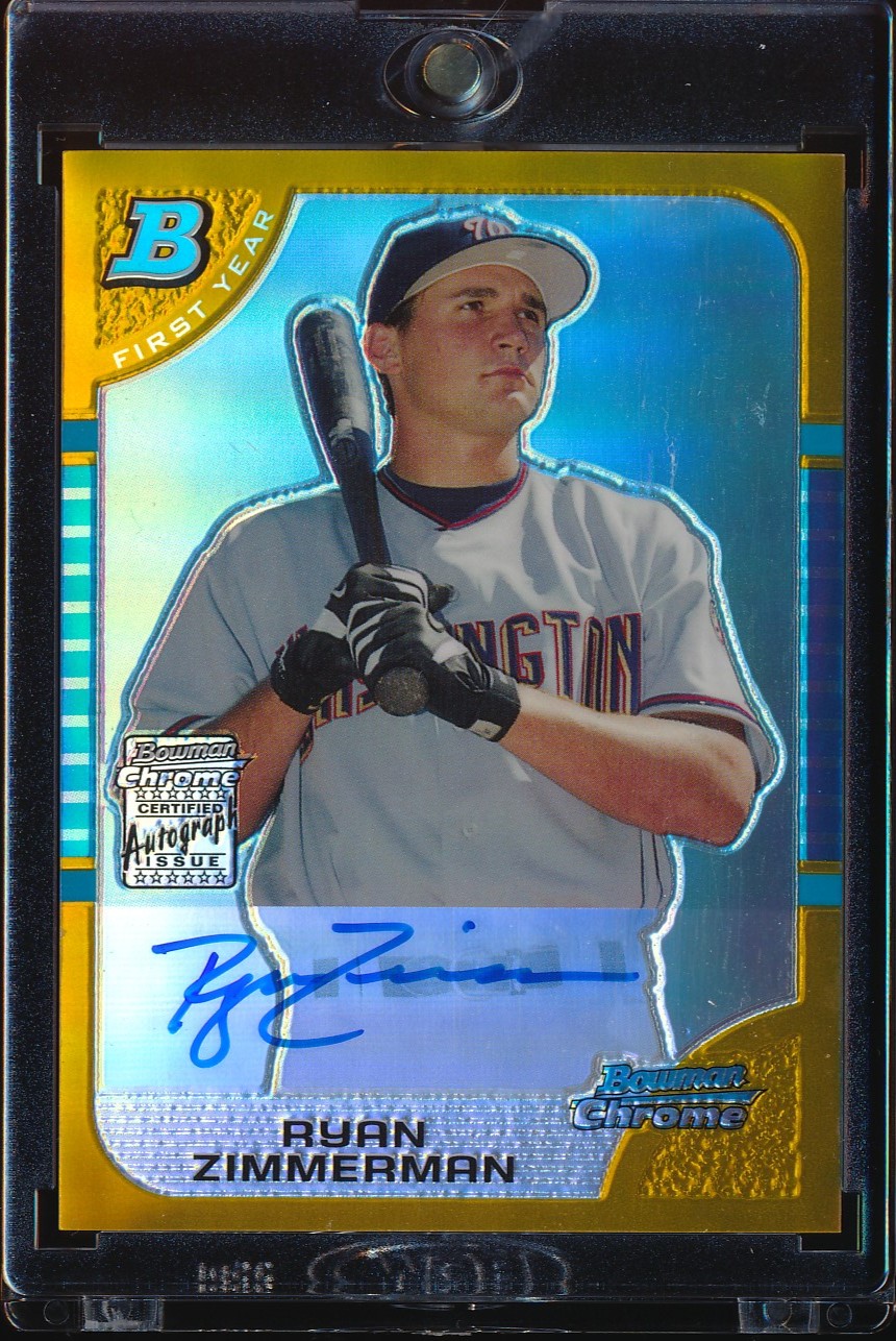 2005 Bowman Chrome Draft Ryan Zimmerman Gold Refractor Auto 48/50 #BDP178