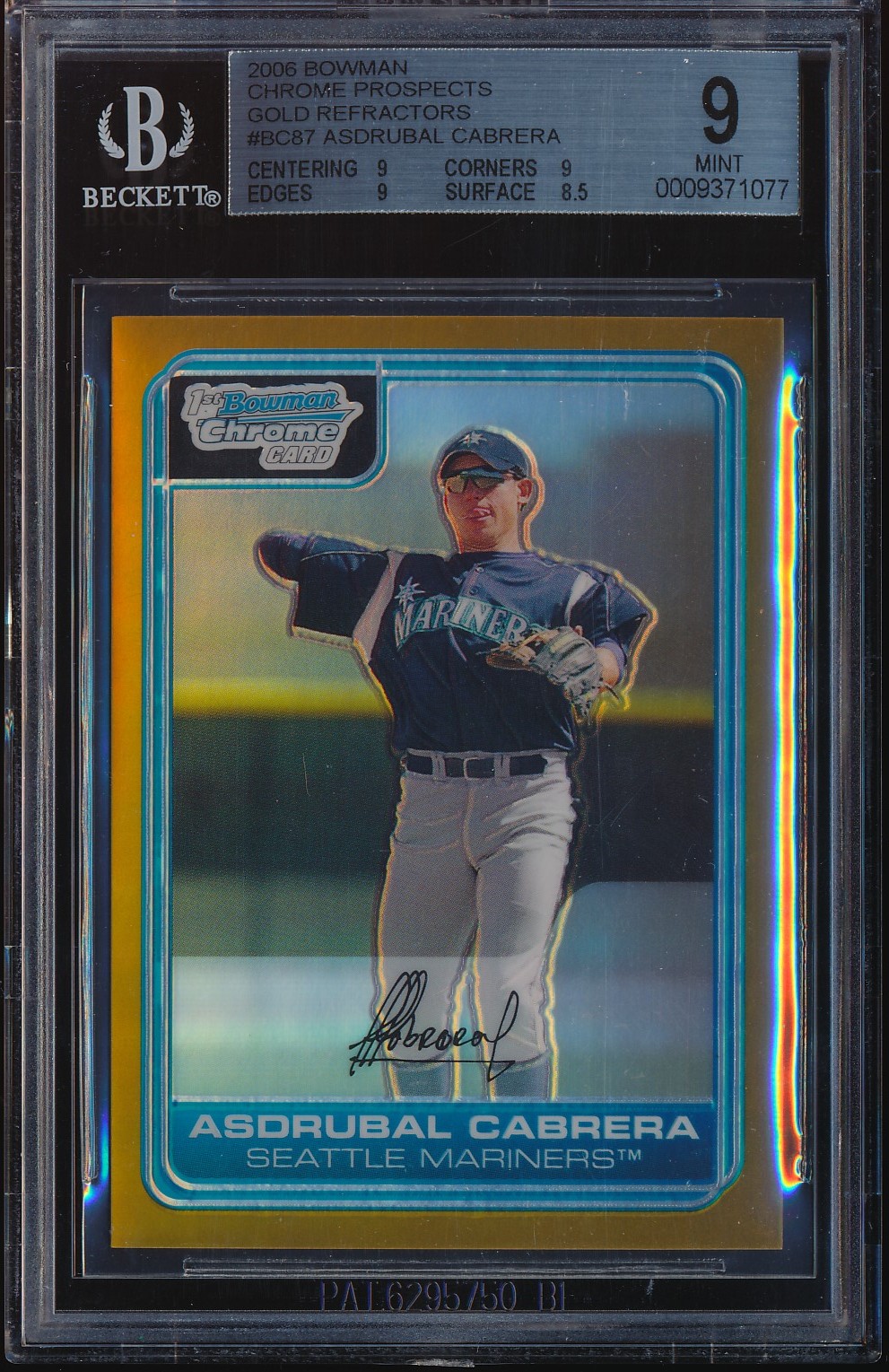 2006 Bowman Chrome Asdrubal Cabrera Gold Refractor 50/50 #BC87 BGS 9
