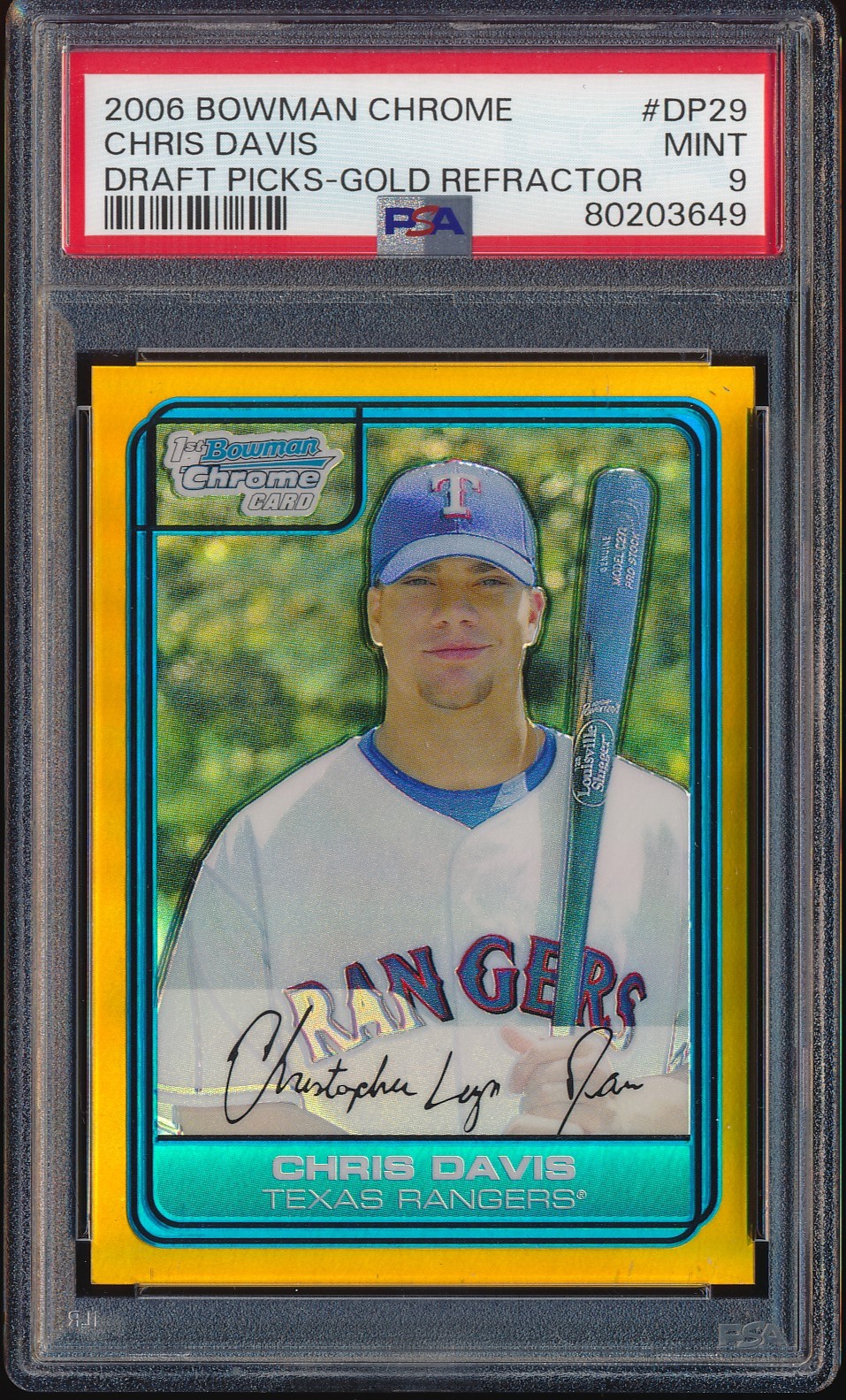 2006 Bowman Chrome Draft Chris Davis Gold Refractor 14/50 #DP29 PSA 9