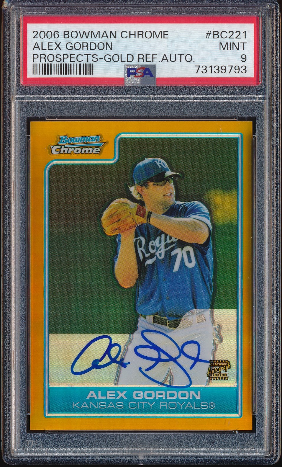 2006 Bowman Chrome Alex Gordon Gold Refractor Auto 38/50 #BC221 PSA 9