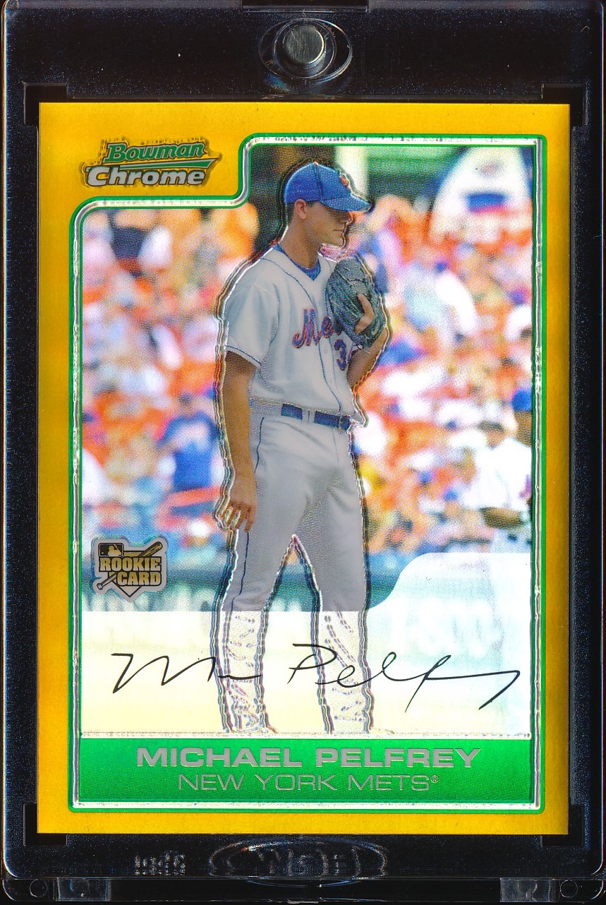 2006 Bowman Chrome Draft Mike Pelfrey Gold Refractor 28/50 #BDP45