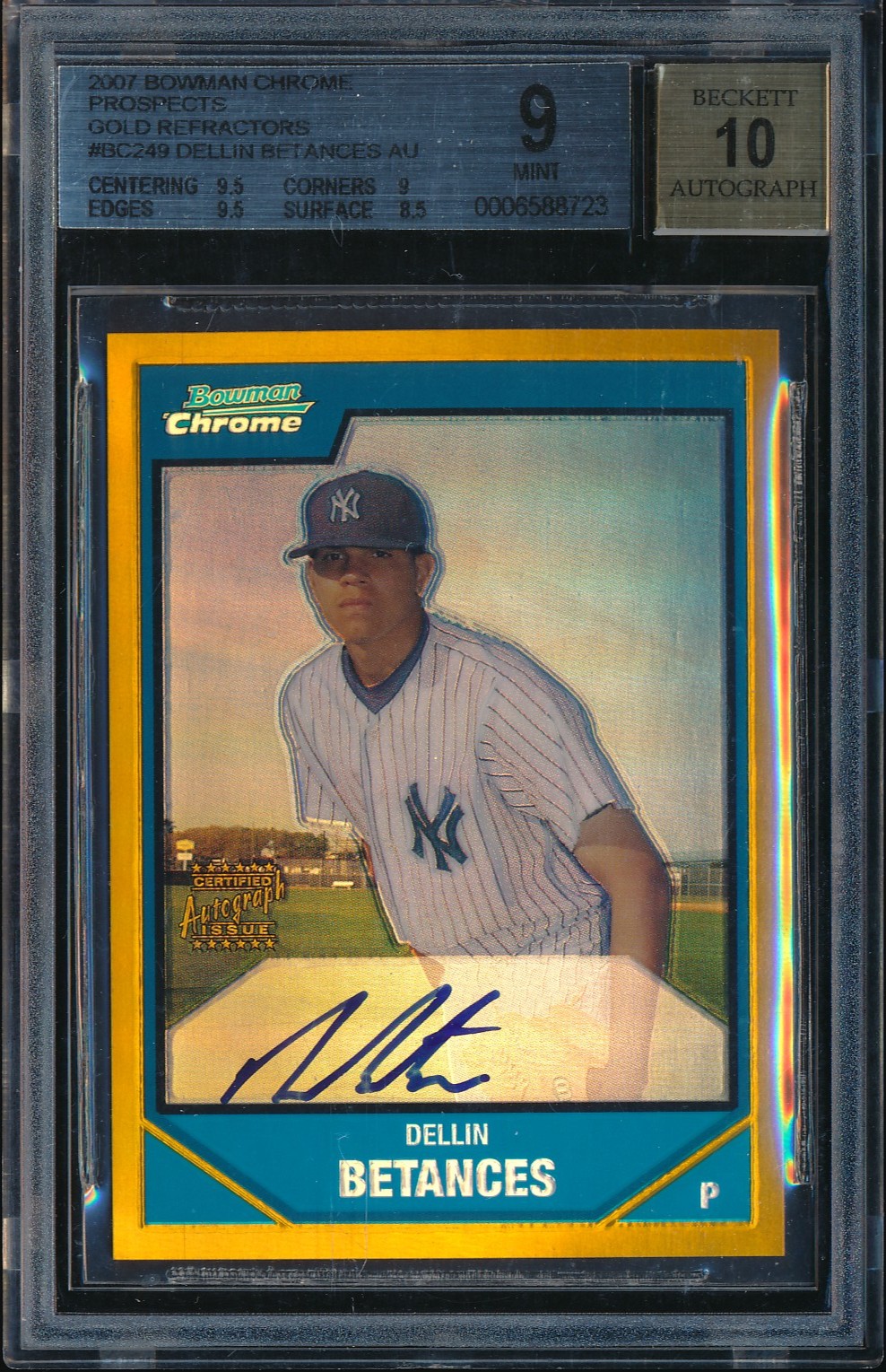 2007 Bowman Chrome Dellin Betances Gold Refractor Auto 11/50 #BC249 BGS 9/10