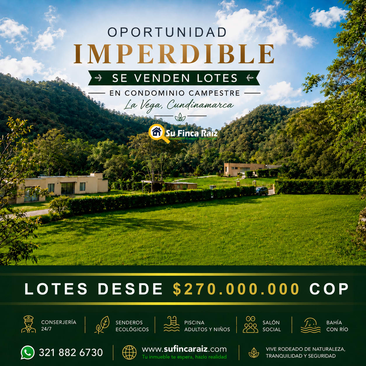 Lote en condominio campestre La Rivera