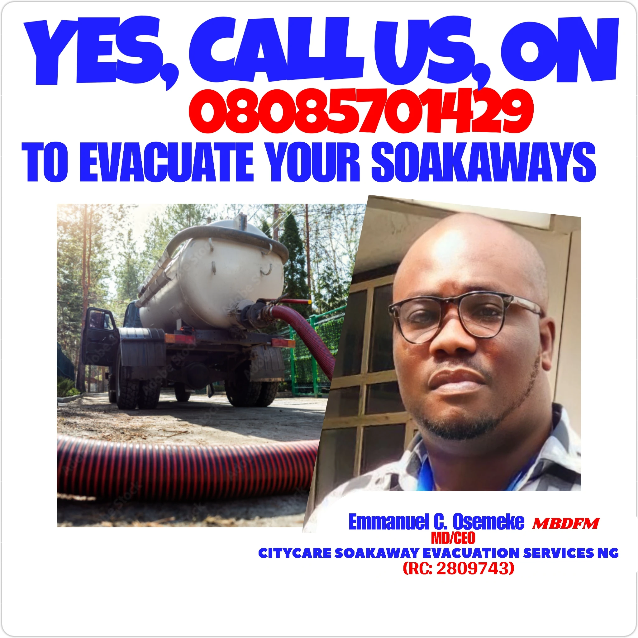 Soakaway and septic tank evacuation services