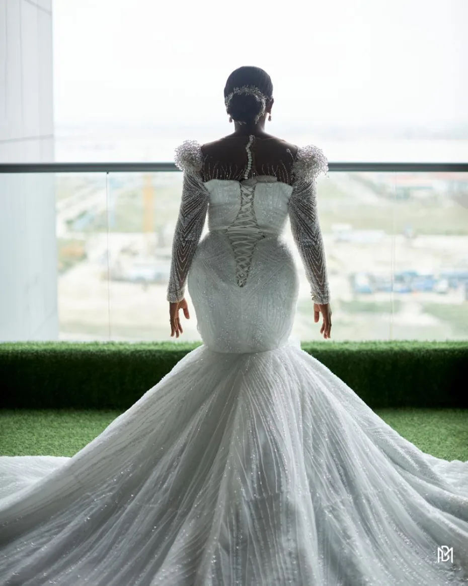 Sharon Oja inspired long sleeve mermaid dress rent