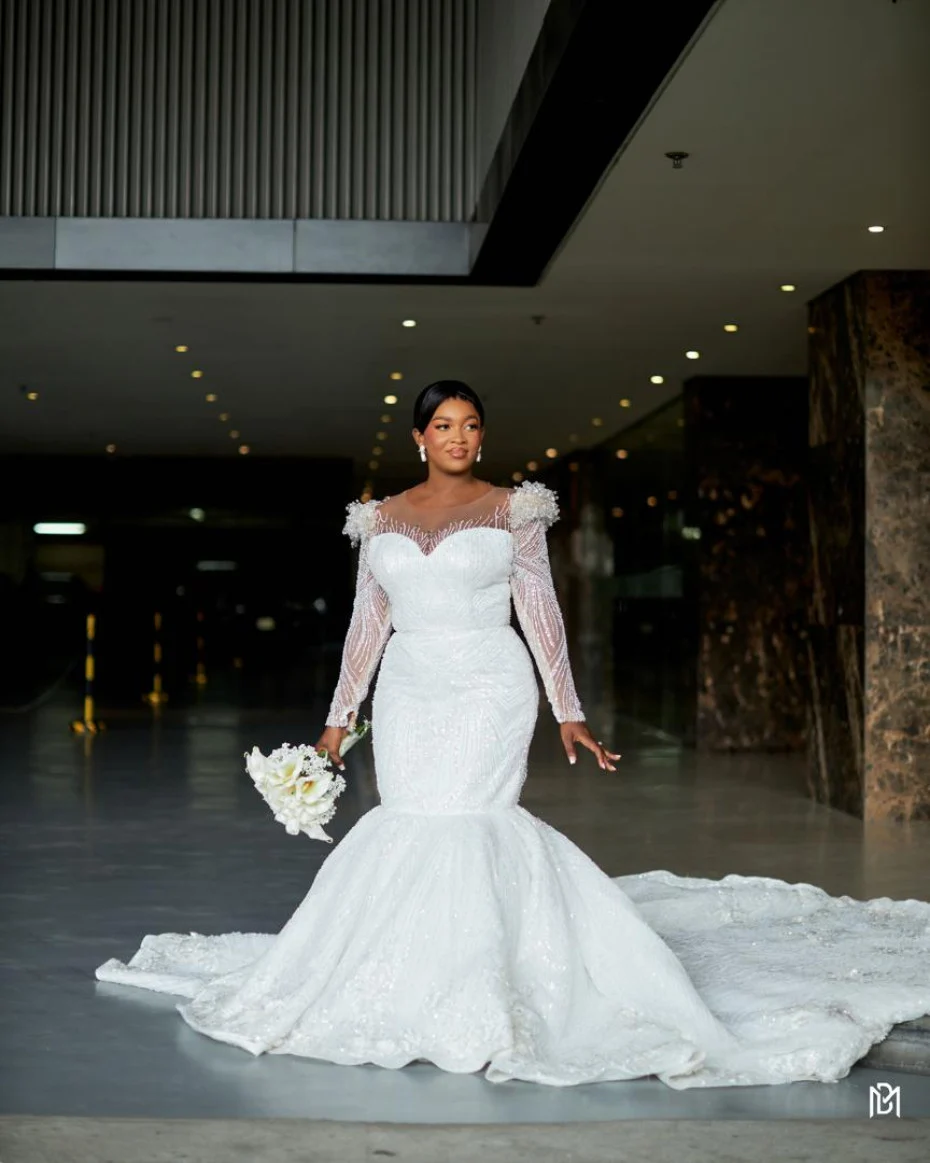 Sharon Oja inspired long sleeve mermaid dress rent – Wedding Dresses