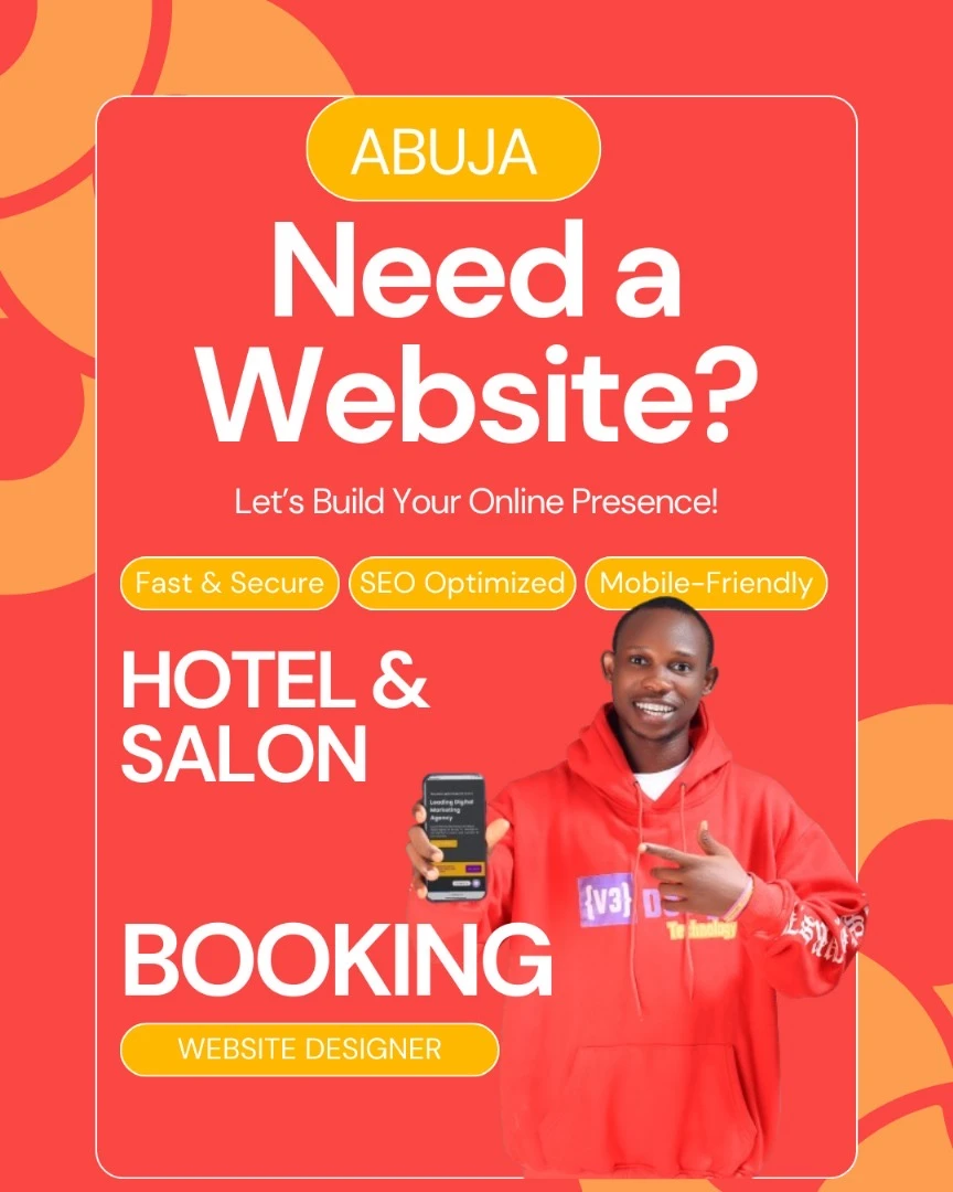Hotel / Booking Website Designer in Abuja – Computer and Internet Services