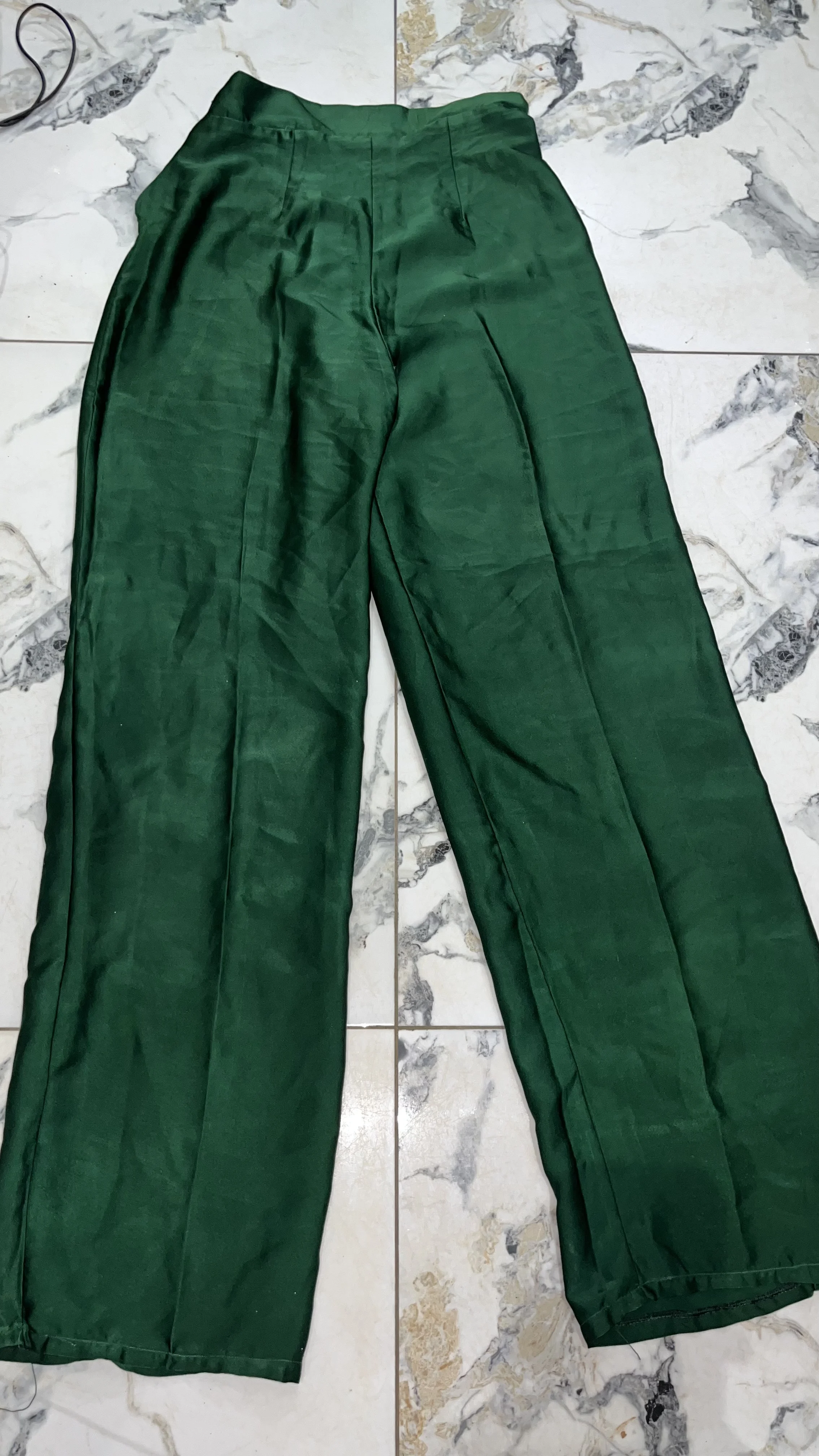 Trendy Emerald Wide-Leg Trousers  – Women's Clothing