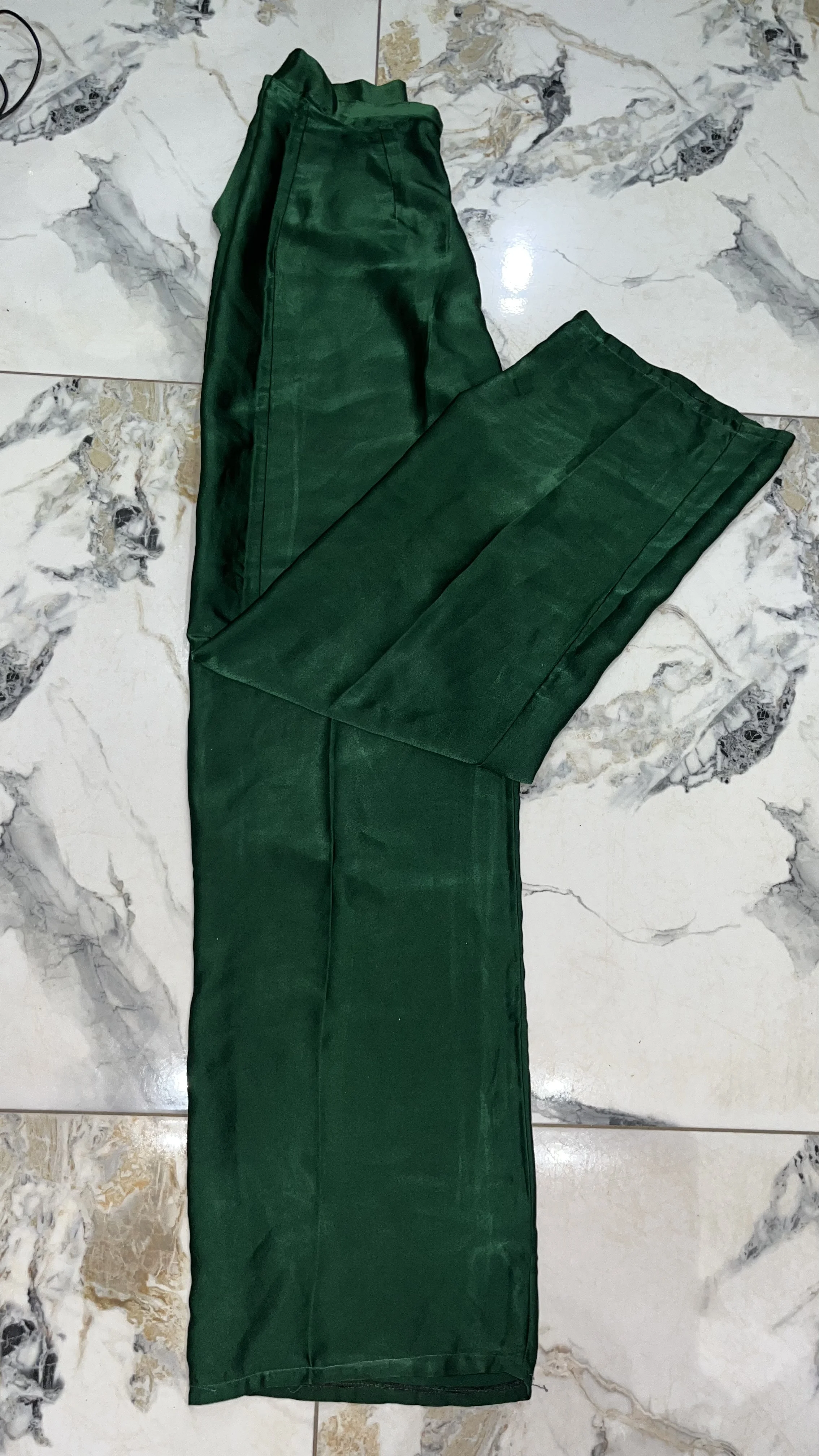 Trendy Emerald Wide-Leg Trousers  – Women's Clothing