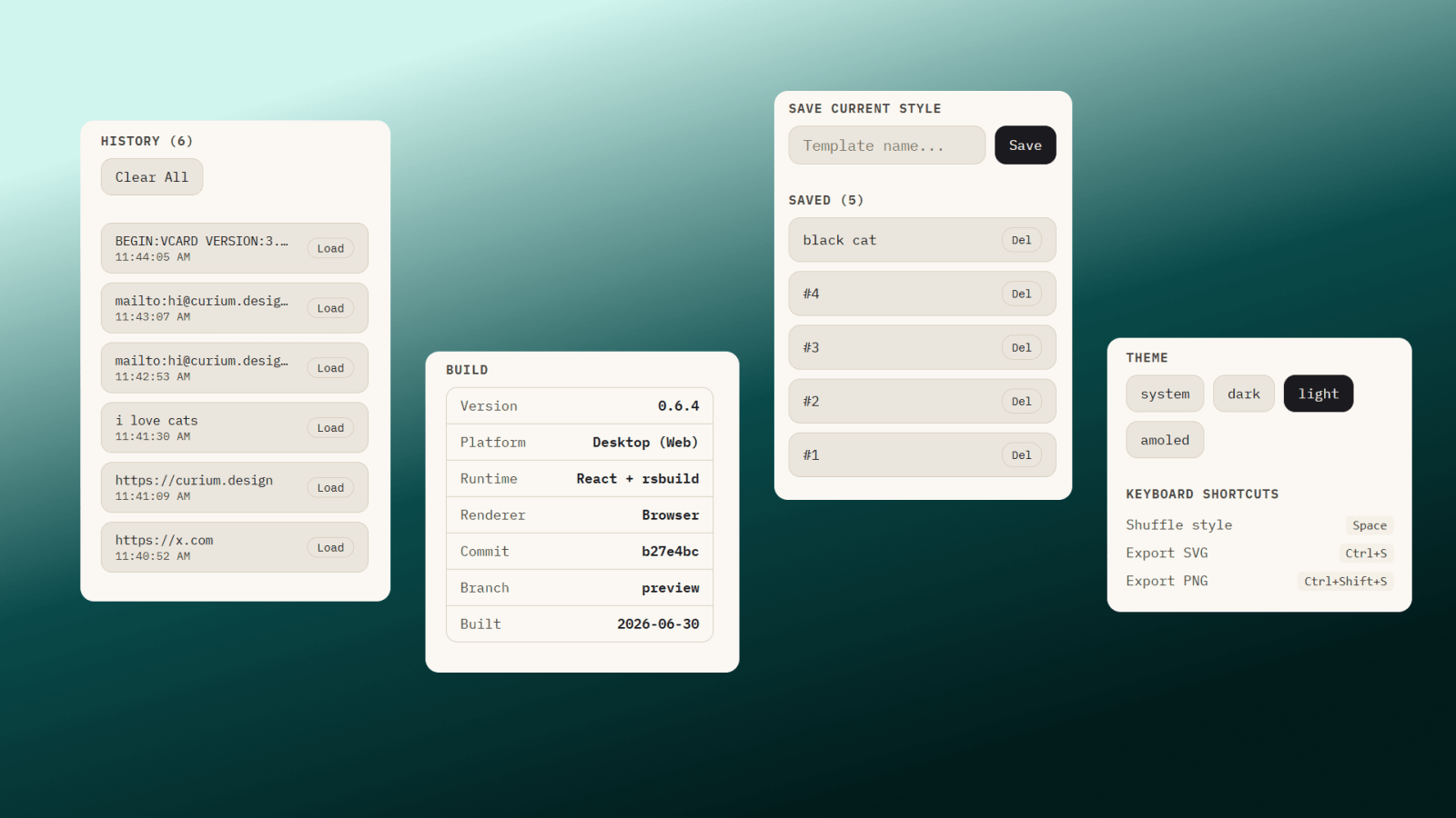Screenshot of Privacy in Curium