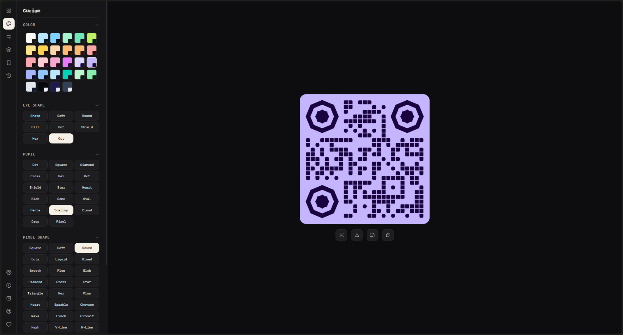 Screenshot of Curium QR generator