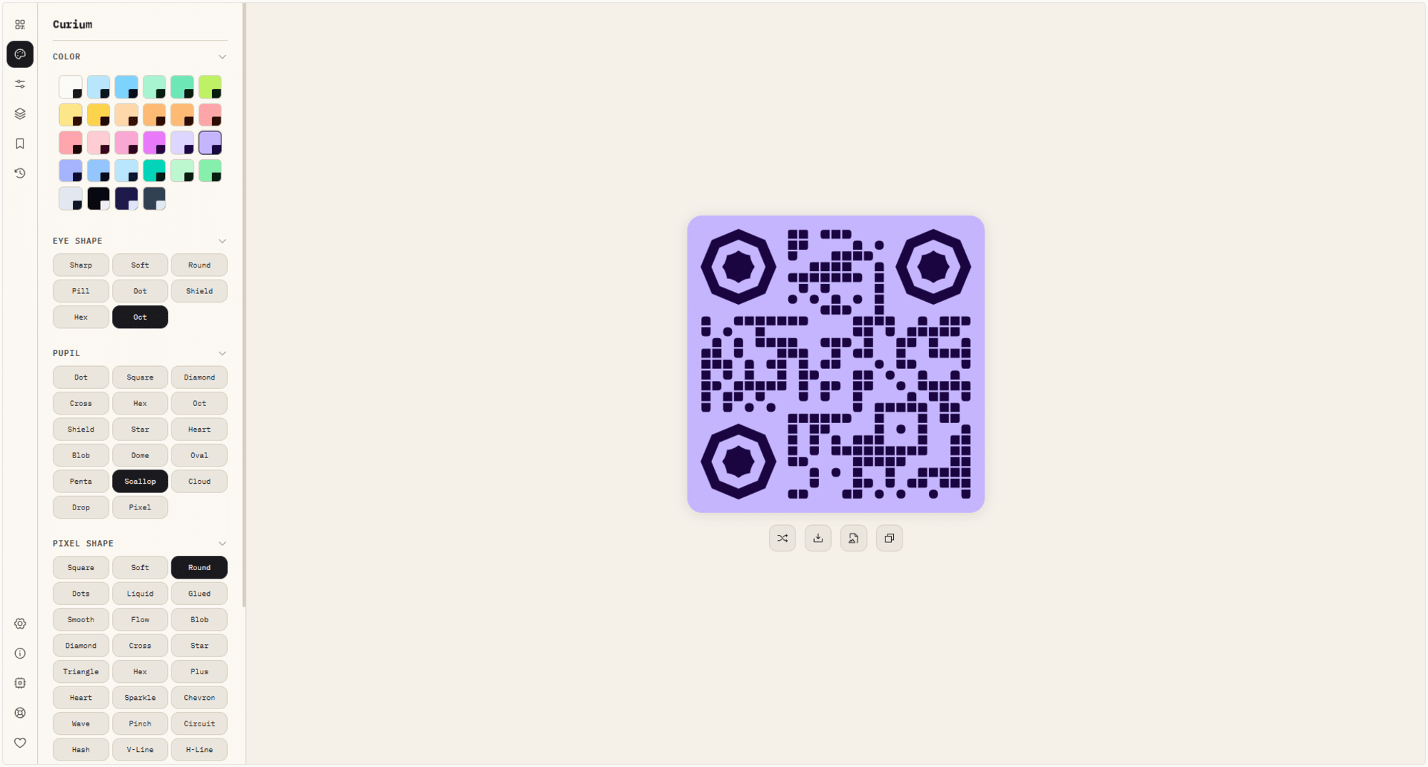 Screenshot of Curium QR generator