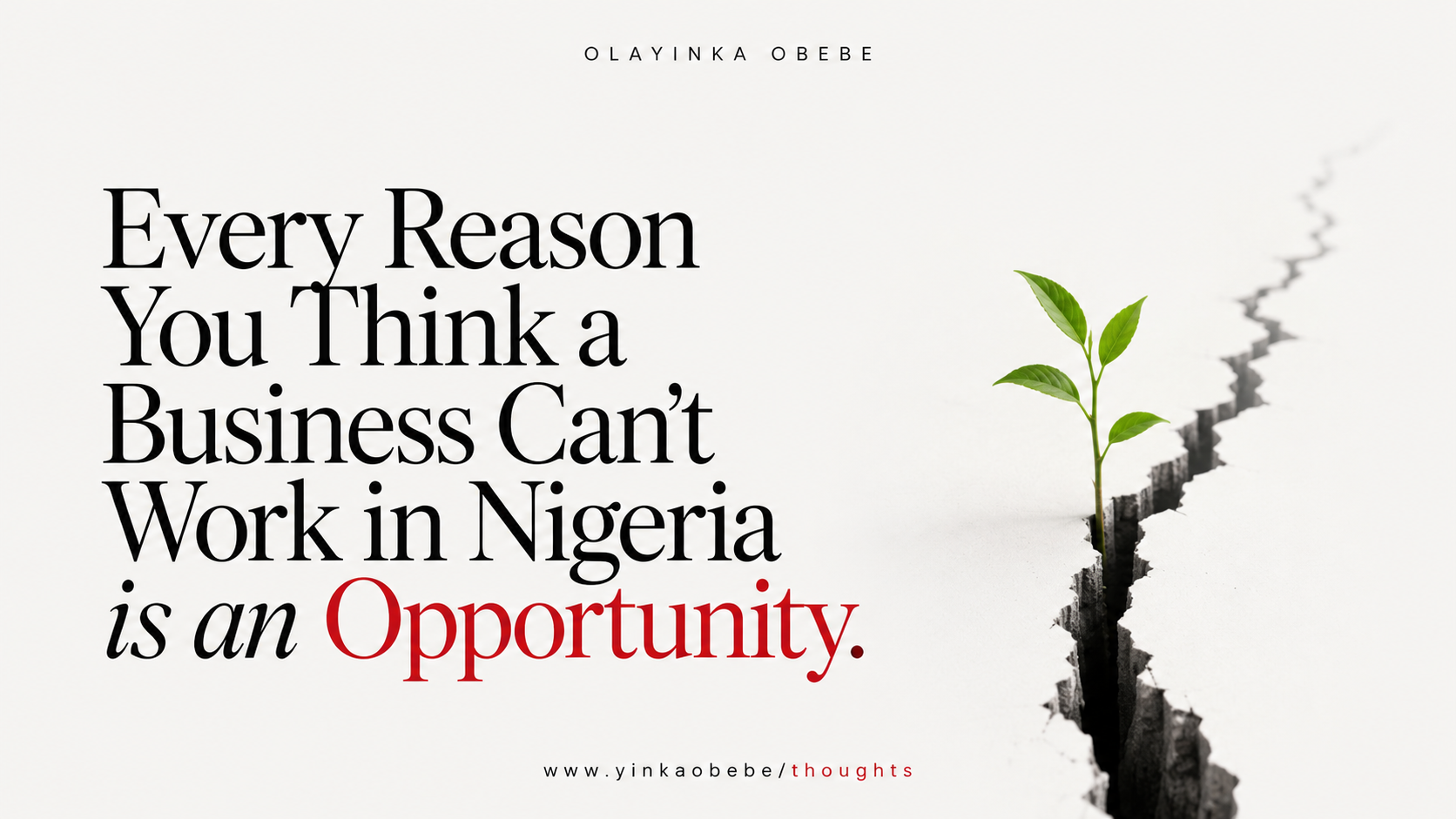 EVERY REASON YOU THINK A BUSINESS CAN’T WORK IN NIGERIA IS AN OPPORTUNITY.