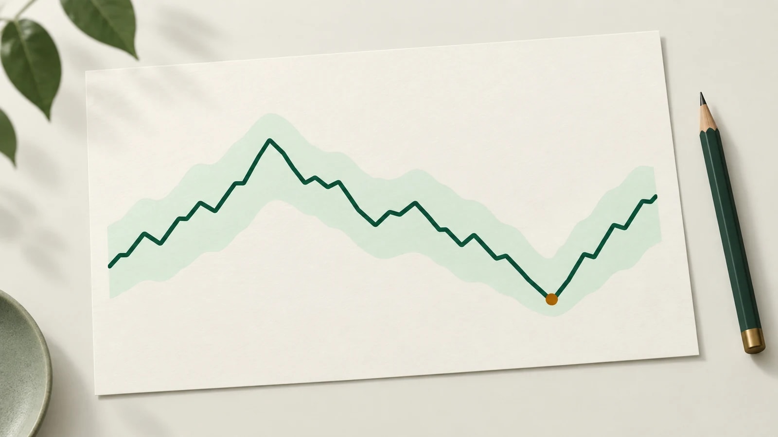 A simple price history line chart with its lowest point marked