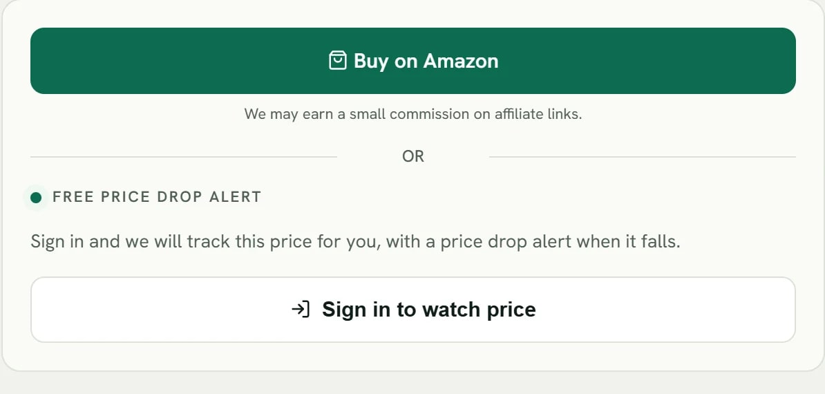 The free price drop alert box on a SpendMitra product page, with a Sign in to watch price button